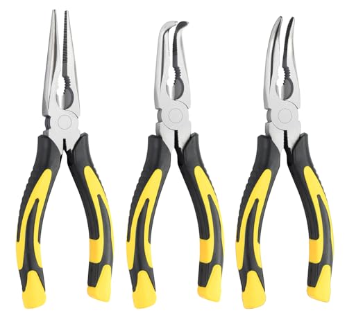 3pcs 8inch Reach Needle Nose Pliers Set for Narrow Spaces