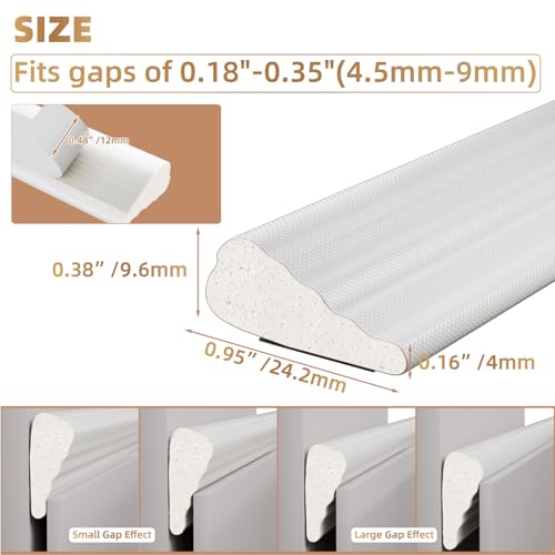 Kneelisa 2Pcs×196” Wedge-Shape Foam Window Weather Stripping Door Seal - color: White, size: 2pcs×196"