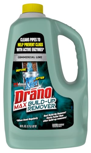 Drano Max Build Up Remover Drain Cleaner, Enzymes & Probiotics Prevents Clogs & Remove Odor-Causing Buildup, Safe for Septic, Toilets & Pipes in Bathroom Drains & Kitchen Sinks, Commercial Line, 60 oz - size: 60 oz (Pack of 4)