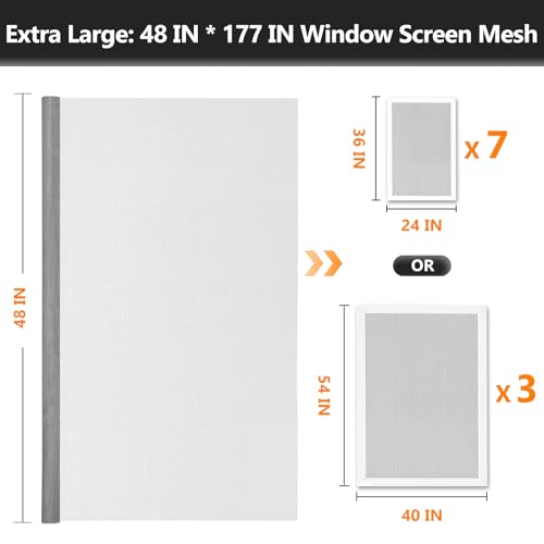 Secopad Window Screen and Screen Door Mesh Repair Kit, Grey, 48in x 177in - color: Gray, size: 48in x 177in