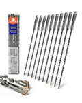 SDS Plus Carbide Cross Tip Concrete Drill Bit - 1/4" SDS-Plus Hammer Drill for Concrete, Brick, Stone & Masonry - 8" Length (10-Piece) - size: 1/4"x8"