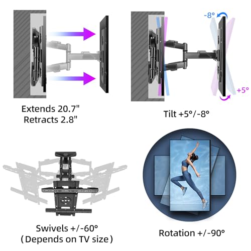 Portrait TV Mount for 32-65 inch, Vertical TV Mount ±90° Rotating - size: 32-65 Inch