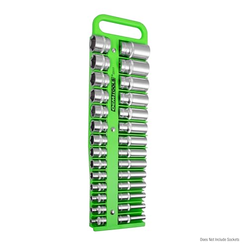 OEMTOOLS 23116 1/4" Drive Portable Magnetic Socket Organizer Tray, Magnetic Socket Holders Organizers For Tool Box, Shop, Or Garage, Holds Up To 26 Tools, Metric/SAE, Green - style: 1/4 Inch Drive