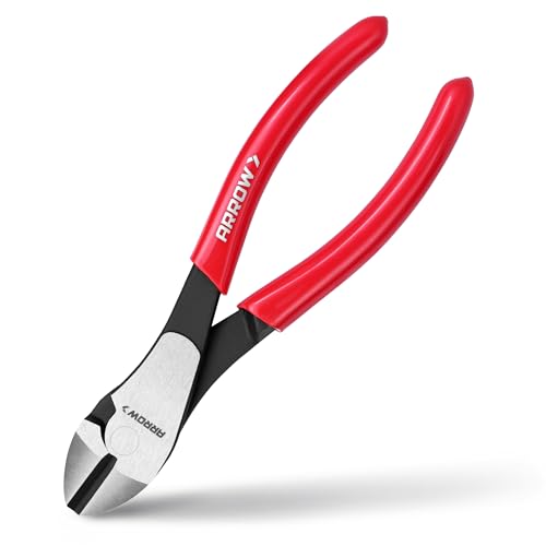 ARROW 7" High Leverage Diagonal Cutting Pliers, Wire Cutters, Side Cutters | Heavy Duty, Reinforced Jaws, Non-Slip Handle, Premium High Carbon Steel, Comfortable Grip, For Cutting Wires - size: 7 INCH