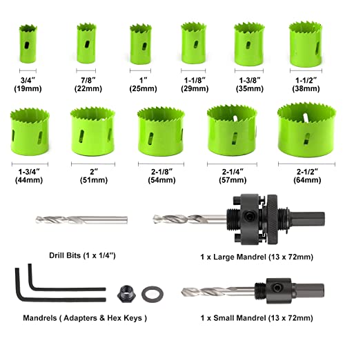 Hole Saw Kit, 18-Piece Hole Saw Set, M42 Bi-Metal for Metal - size: Bi-Metal 18Pcs