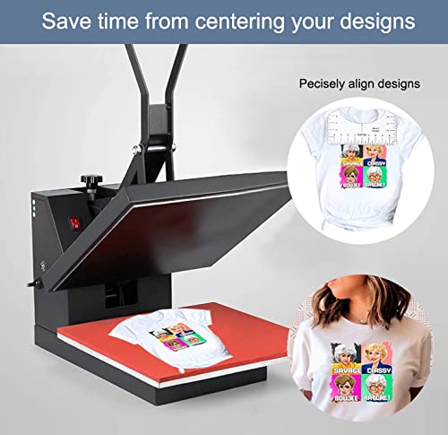 9Pcs Tshirt-Ruler Guide to Center Vinyl, Transparent V-Neck/Round PVC Ruler for Alignment, Heat Press, Children Youth Adult, Front and Back Measurement (10in) - style: Tshirt Ruler-9-Balck
