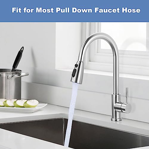 WOWOW Kitchen Faucet Head Replacement Brushed Nickel, 3 Function Pull Out Spray Nozzle with 9 Adapters for Kitchen Sink Faucet，American Standard for Moen Kohler Delta Faucets G1/2 Male Connector - color: Brushed Nickel