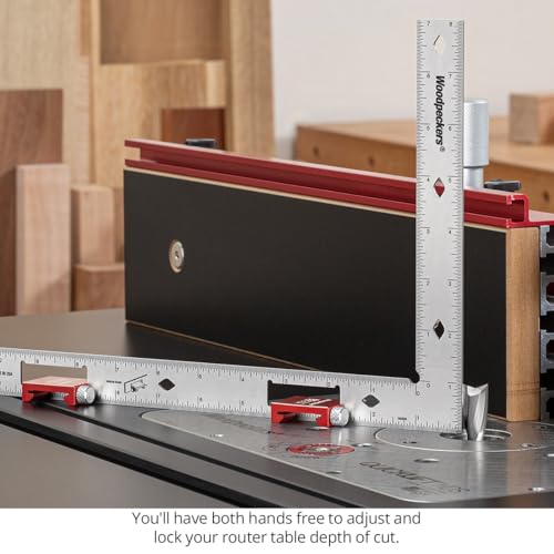 Woodpeckers Setup Square – Precision Stainless Steel Framing Square 4-in-1 Tool with Caliper Head, Stops & Rack-It Holder, Easy Shop Setup Gauge for Tool Settings, Inch – Made in USA - style: Inch