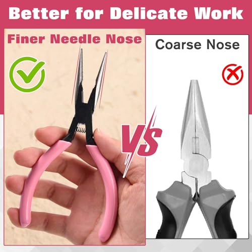 5.5-Inch Needle Nose Pliers with Wire Cutter, 55 Steel Serrated Jaw Precision Long Nose Cutting Pliers, Spring Loaded Soft Grip for Jewelry Making, Electronics Repair, Object Grasping, Crafts - style: Needle Nose Pliers with Wire Cutter