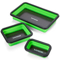 Collapsible Magnetic Parts Tray Set - 3 Different Size Tool Trays - Green - color: Green
