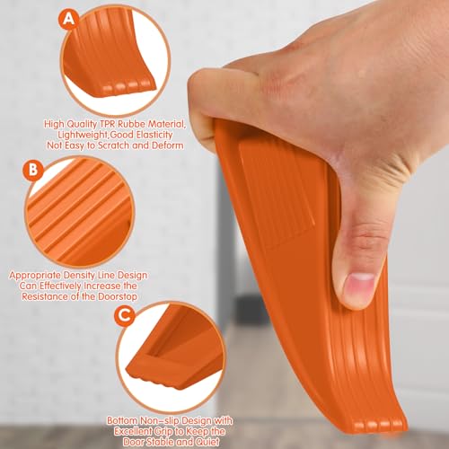 Frienda 2 Pcs Heavy Duty Rubber Door Stops Wedge Stackable,Orange - color: Orange