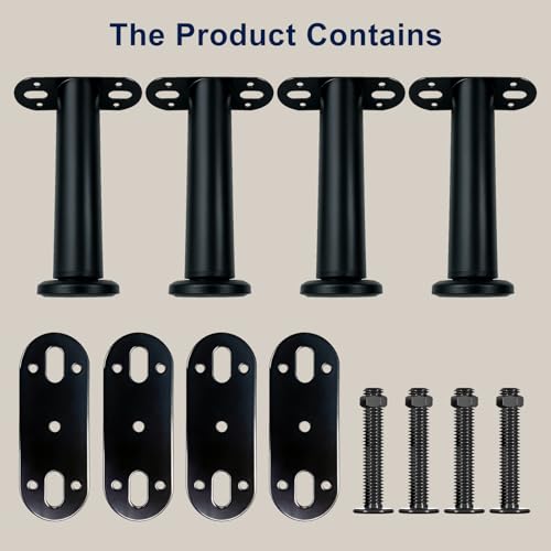 Adjustable Height Bed Support Legs,4PCS,7.3-12in, Heavy Duty Metal Center Bed Frame Support with Rubber Non-Slip Base, Furniture Feet Replacement for Sofa, Table, Cabinet, Dresser (7.3IN-12IN)
