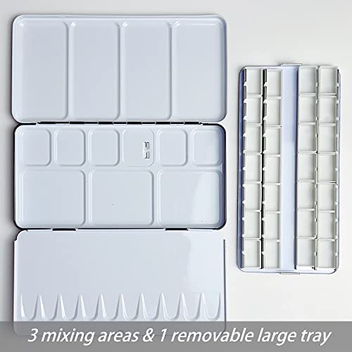 FCLUB Empty Watercolor Metal Palette with 28 Standard 3ml Full Pans - style: Tin Box with 28 Full Pans