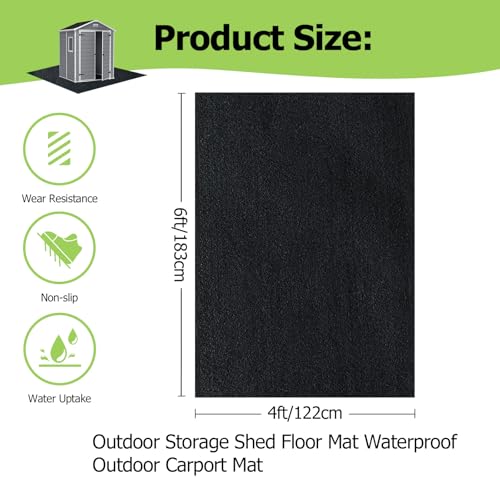 6x4FT Outdoor Storage Shed Floor Mat, Tent Carpet for Camping Furniture - size: 6 x 4 FT