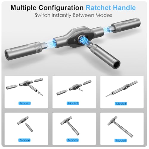 42 in 1 Magnetic Screwdriver Set, Portable Multi Bit Compact Ratchet Precision Screwdriver Set Mini Repair Tool Kit for Diy, Laptop Computer, Bicycles, Furniture, Eyeglass and More (Grey) - color: Grey