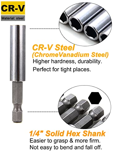 Rocaris 100 Pack 1/4" Hex Magnetic Extension Socket Drill Bit Holder - style: 100 Pack