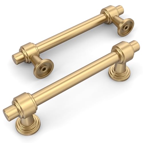 Amerdeco 10 Pack Champagne Bronze Cabinet Pulls 3.75 Inch(96mm) Hole Center Drawer Pulls Cabinet Hardware Kitchen Cabinet Handles for Bathroom Dresser Pulls ZH0069 - color: Champagne Bronze, size: 3.75" Hole Center
