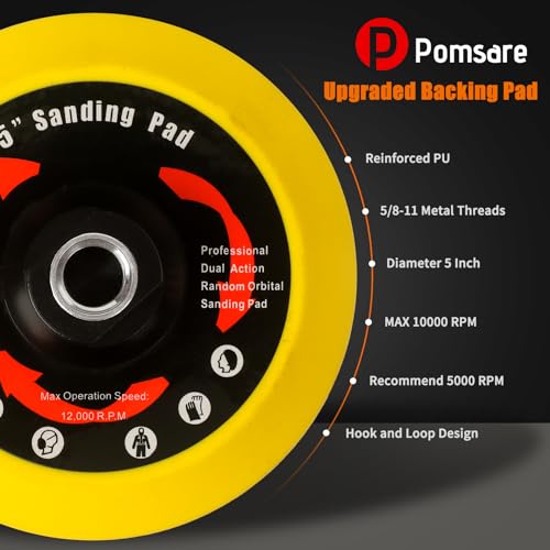 Pomsare 114PCS Angle Grinder Sanding Discs Polishing Pad Kit, 5 Inch Hook and Loop Foam Backing Pad, Drill Sanding Angle Grinder Attachments with 5/8-11 Threads for Metal Wood Grinding 40-1000 Grits - style: Premium 5 Inch 114 PCS