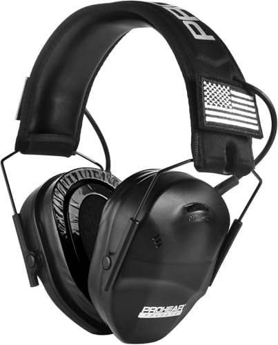 PROHEAR Youth Electronic Ear Protection 23dB NRR Slim Fit Gel Ear Pads Sound Amplification Noise Compression Compact Design Gun Range Shooting Hunting Tactical Use - style: Black-gel Cushions