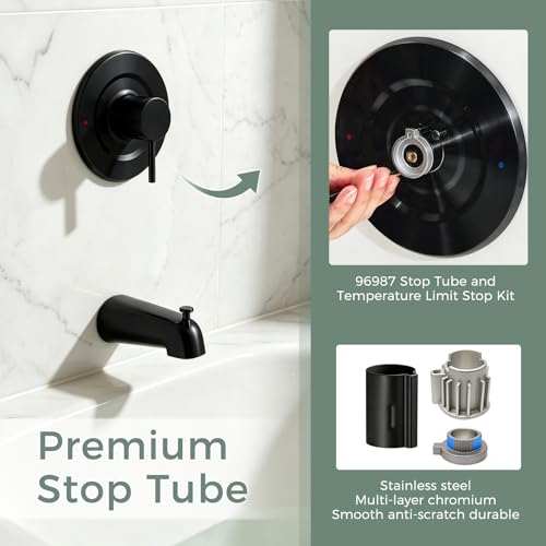 Compatible with Moen Stop Tube and Temperature Limit Stop Kit, Matte Black - color: Matte Black