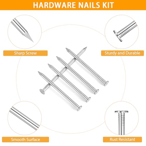 85pcs Hardware Nails Assortment Kit, Stainless Steel 304 Nails Kit, Wall Nails Kit, 3inch Picture Hanging Nails, Wood Nails, Finishing Nails - size: 3inch Kit