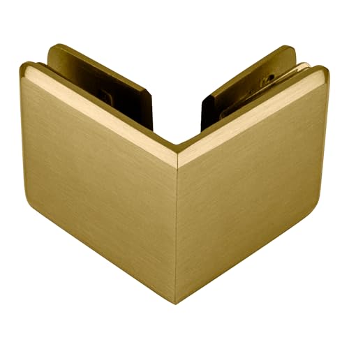 Brixwell Beveled Style 90 Degree Glass To Glass Clamp Brass, Satin Brass - color: Satin Brass