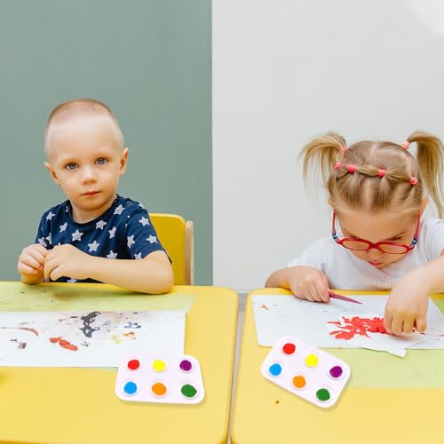 25 PCS Plastic Paint Palettes, 6 Wells Rectangular White Tray Palettes for DIY Craft and Art Painting Party Watercolor (4.72 * 3.26 inch)