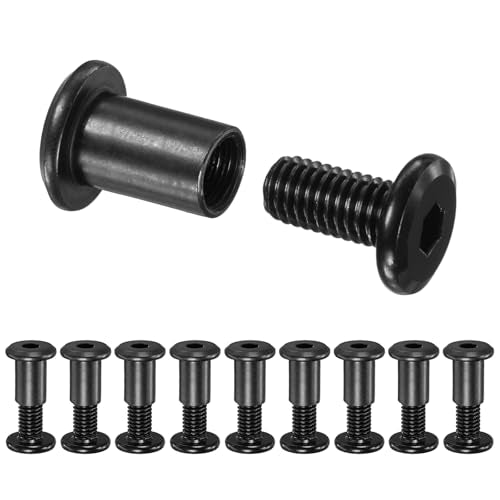 M METERXITY 10-Pack Hex Drive Socket Cap Bolt, M8 x 16mm Carbon Steel Furniture Connector Bolts Barrel Nuts for Furniture Assembly/Cabinet/DIY Binding Post Screws Rivet Fasteners [Black] - size: M8 x 16mm