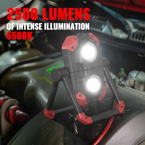 Adelante Rechargeable Work Lights 2 Pack, 2500LM, Magnetic Base, 360° Stand