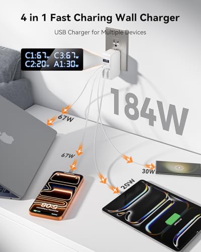 SUPERONE 67W Retractable Charger Fast Charging & Dual Nylon Braided Cables