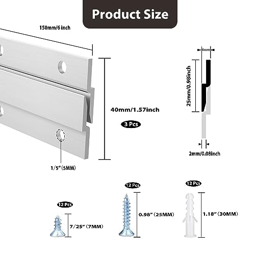 French Cleat Picture Hanger, 6 Inch Aluminum Z Hanger, 3 Pairs - size: 6inch-3Pairs, style: Standard thick