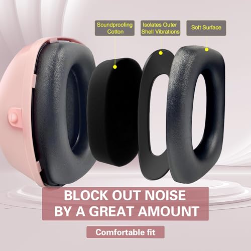 SAFEBUILDER Ear Protection Ear muffs Noise Reduction NRR 28dB Adjustable Hearing Protection for Working Mowing SK-06P - color: 01-girl-pink