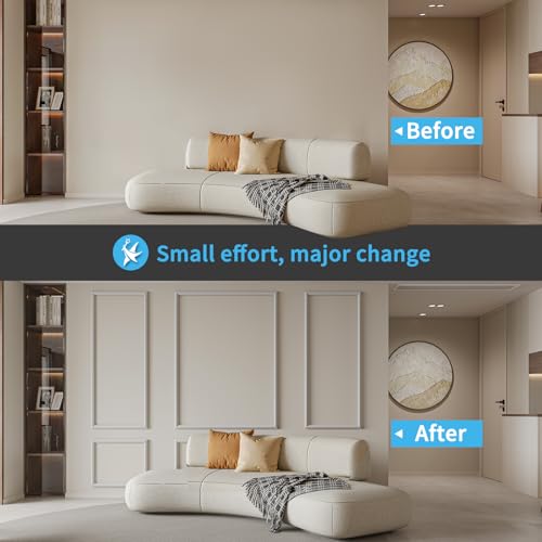 Art3d Pre-Cut Wall Molding Set, Ready-to-Assemble Panels, 3 Top 3 Bottom - color: White: Style 1