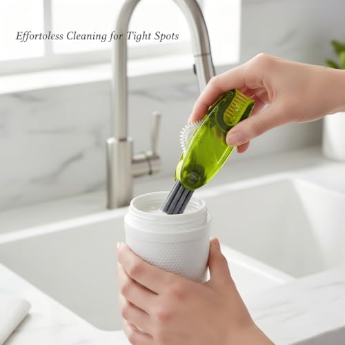 3 Pcs 4 in 1 Cup Lid Gap Cleaning Brush Set - Multifunctional Bottle Cleaning Brush Portable Silicone Cup Lid Cleaner | Tools for Home Kitchen and Travel