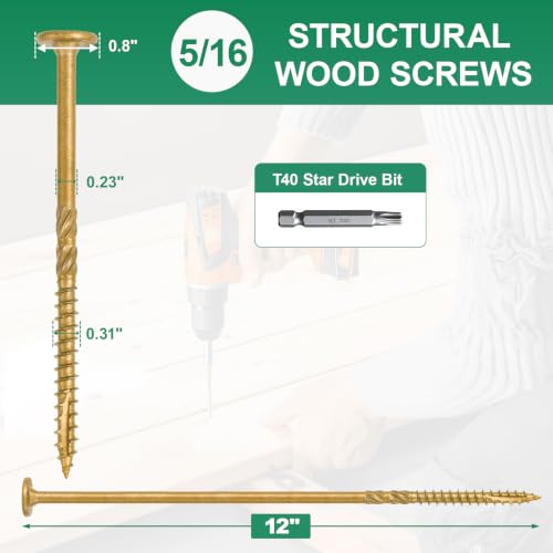 5/16" x 12" Heavy-Duty Outdoor Deck Screws - size: 5/16" x 12"