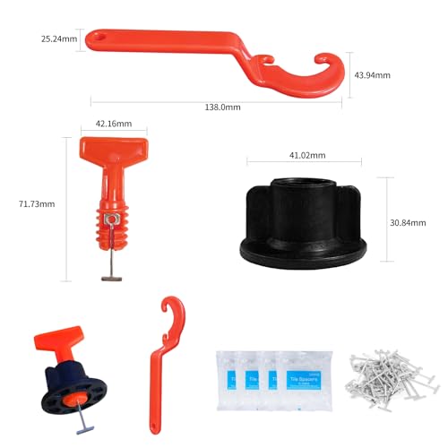 Tile Leveling System Kit,100pcs Reusable Tile Leveler Spacers+500pcs Cross-shaped Tile Spacers+2 wrenches