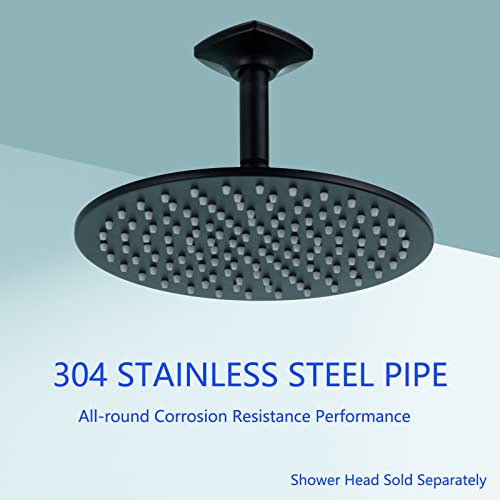 Shower Arm 4 Inches Ceiling Mount Replacement Rain Straight Arm Ceiling-Mounted For Fixed Shower Head & High Pressure Rain Matte Black,SW-91038-4MB. - color: R-angle Square Flange-4" Matte Black