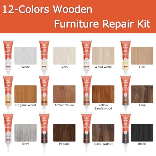 Wood Furniture Repair Kit, 12 Colors Wood Fillers Repair Scratch Stains - size: 0.63 Ounce (Pack of 16)
