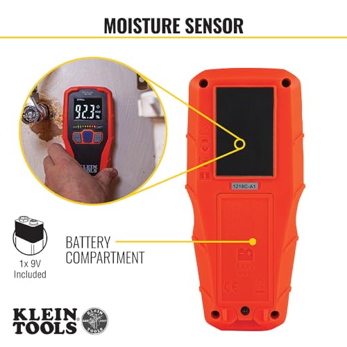 Klein Tools ET140 Pinless Moisture Meter for Non-Destructive Moisture Detection in Drywall, Wood, and Masonry; Detects up to 3/4-Inch Below Surface - style: Moisture Meter