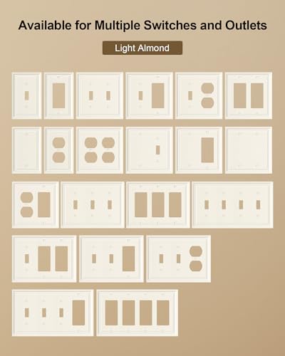 2-Pack Natural Bamboo Fiber Combo Blank/Toggle Light Switch Cover Plate - color: Light Almond, size: 1 Blank/1 Toggle 2PK
