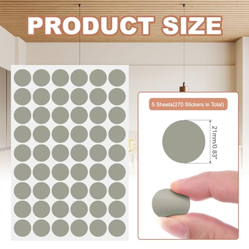 PATIKIL 270 Pieces Screw Hole Stickers, 5 Sheet Self-Adhesive Waterproof PVC Wood Grain Sticker for Screw Holes Wall Cabinets Desk Repairing, Light Gray, 21mm/0.83 Inch - color: Light Gray