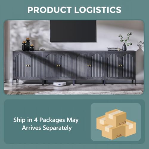 IFGET 123.5" W Modern Arch Sideboard Buffet Cabinet with Storage, Dark Grey - color: Dark Grey, size: 4 Pieces
