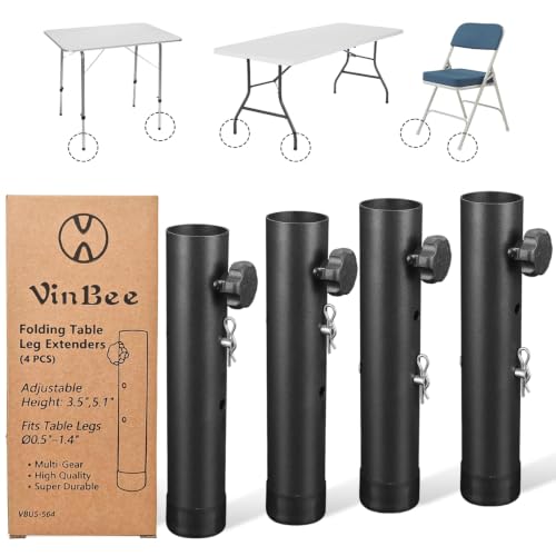VinBee Folding Table Risers,Folding Table Leg Extenders,2-Levels Height Adjustable Risers for DIY & Office,Dining,Standing Desk 4 Pack (7.7 inch)-Legs for Furniture - size: 7.7 inch (2 LEVELS)