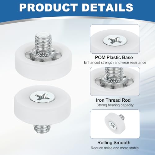 uxcell 6Pcs 19mm Drawer Rollers,M6x0.24 Thread Plastic Positioning Pulley | Flat Surface Small Drawer Pulley Bearing Replacement Wheel for Furniture Parts Cabinet Cupboard Slides - size: 19mm M6 x 0.24"