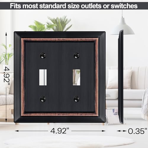 Metal Wall Plate for Electrical Outlets, Applicable to Double Toggle - size: Double Toggle