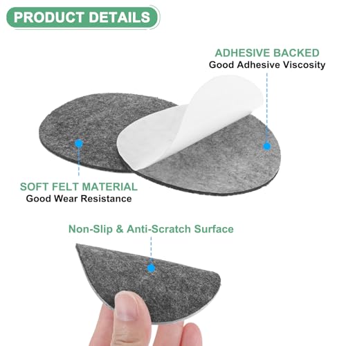 M METERXITY 30-Pack Lamp Base Felt, 3 Inch Dia. 2mm Thick Self Adhesive Round Fabric Felt Pads for Lamp/Furniture/DIY, Non-Slip Fiber Backed Patch Circles with Adhesive Backing [Grey] - color: Grey, size: 3" Dia