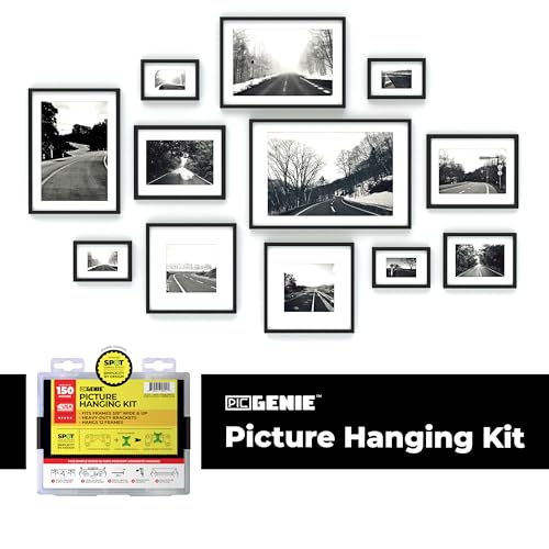 155-Piece Steel Picture Hanging Kit in Tackle Box, Hangs 12 Wooden Frames Up to 150 lbs, No Measuring Needed, Heavy-Duty Wall Hangers with Drywall Anchors, Hardware, and Level - size: 12 Frames Up to 150 lbs