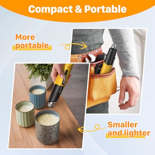380W Mini Heat Gun, 2-Temp 480°F & 850°F for DIY & Crafts-Yellow - color: Yellow