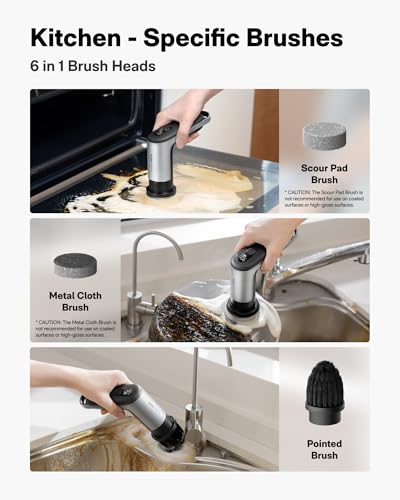HOTO Grip™ Cordless Electric Spin Scrubber, IPX7 Waterproof, 6 Brush Heads