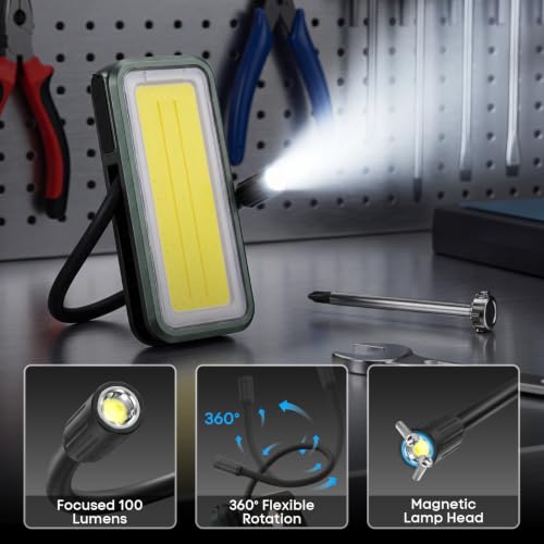 2-Pack LED Rechargeable Work Light with Flexible Gooseneck Light